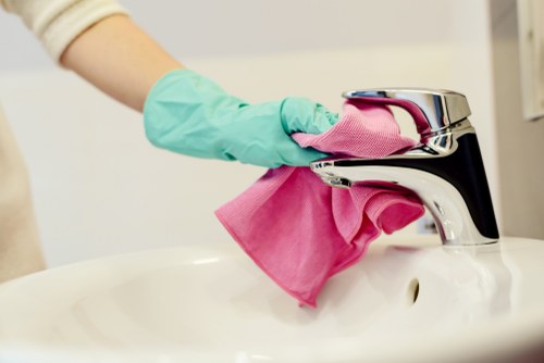 Sofa upholstery cleaning process in a living room